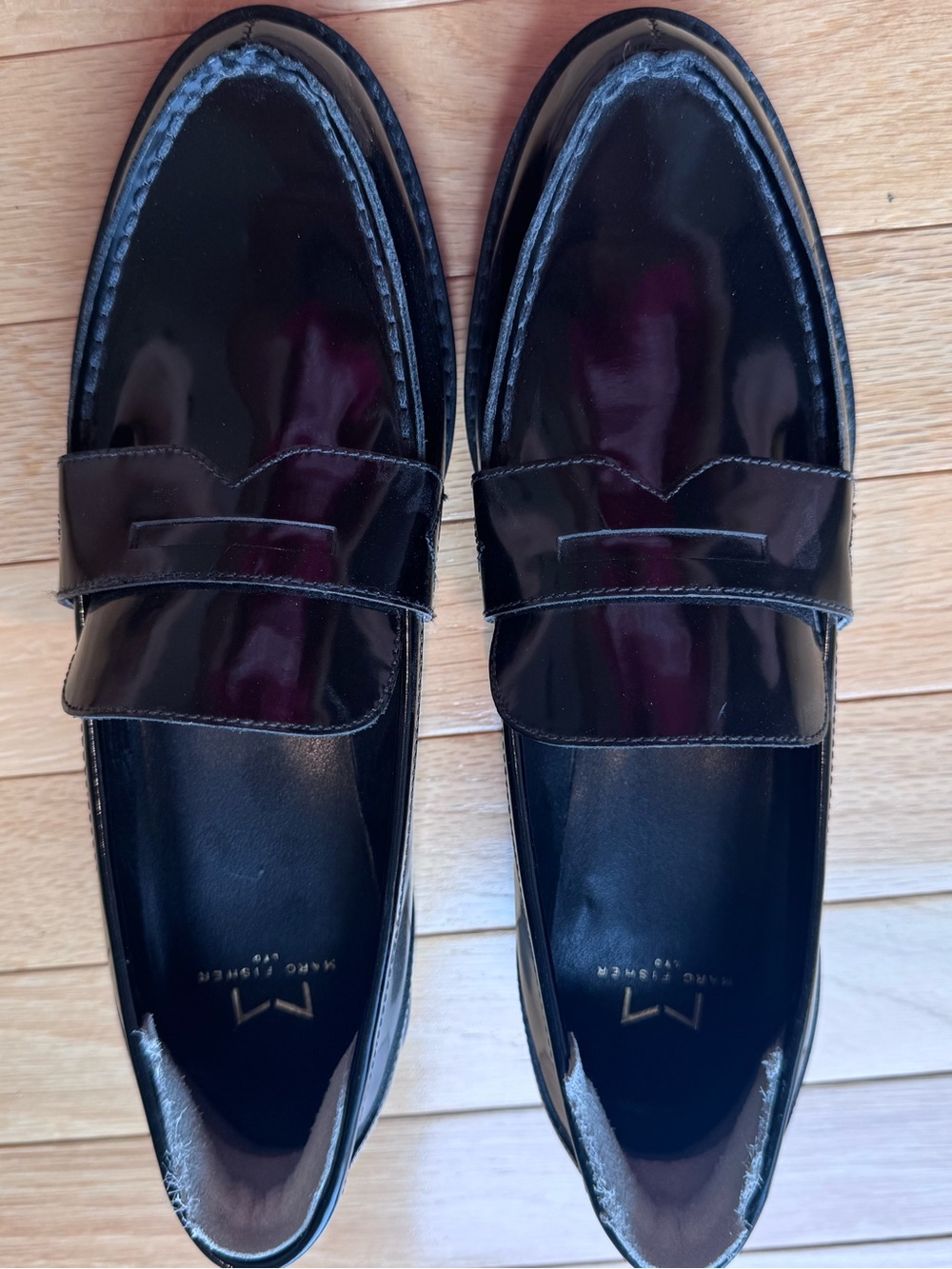 Marc Fisher Black Patent Leather Penny Loafers - Men’s Style